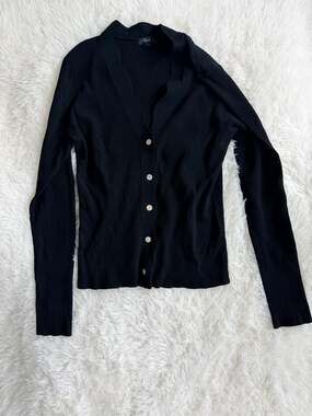 Rails Dita Black Ribbed Long Sleeve Button Front Cardigan
